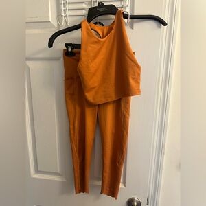 DSG Girls Kids Size Small 8-9 Rust Orange Athletic Leggings Top Sports Bra